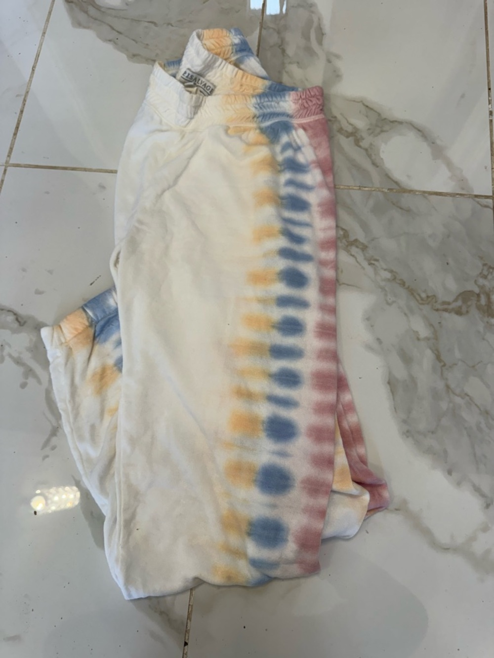 P.J. Salvage Tie-Dye Sweatpants in White, Blue, Yellow & Pink